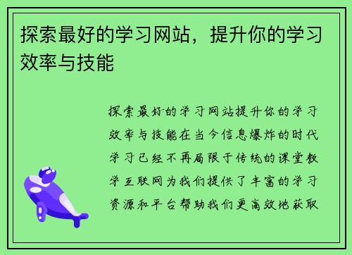 探索最好的学习网站，提升你的学习效率与技能